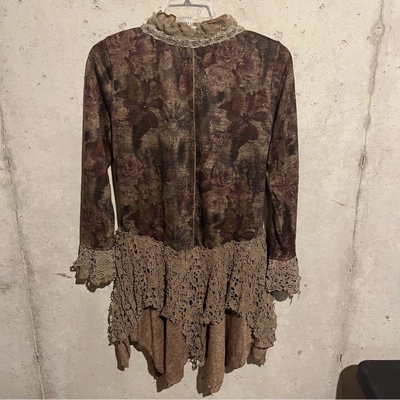 Pretty Angel Top Brown Floral Button Fairy Core Lace Gypsy Festival Whimsigoth - Picture 9 of 11